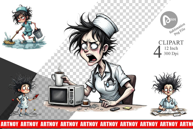 Chaotic Nurse Clipart Sublimation artnoy 