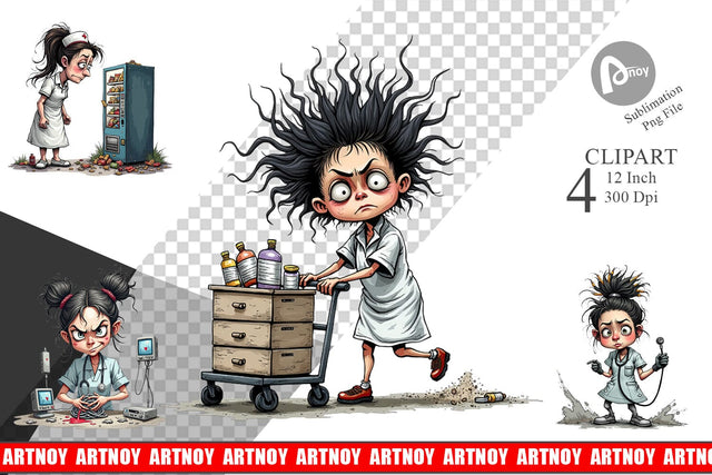 Chaotic Nurse Clipart Sublimation artnoy 