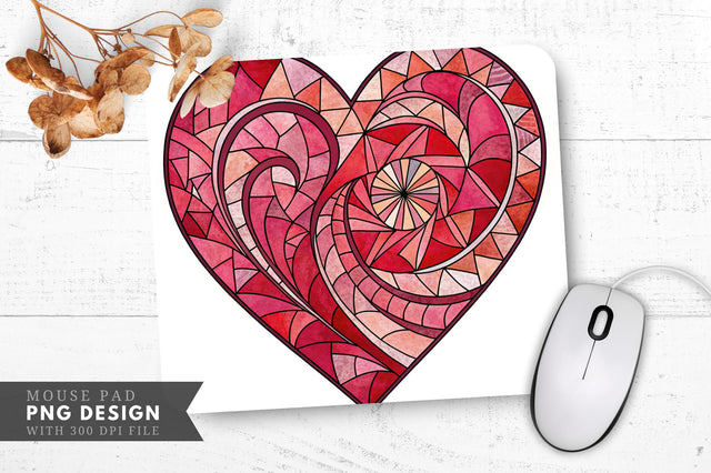 Chaotic Stained Glass Heart Mouse Pad PNG Design Sublimation Regulrcrative 