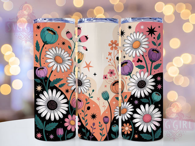 Charcoal Botanical Sketch Floral Tumbler, Botanical Sketch Tumbler, Artistic Floral Wrap, Hand-Drawn Flower Wrap, Whimsical Botanical Wrap, Sublimation Design, Trendy Gift Idea Sublimation SvggirlplusArt 