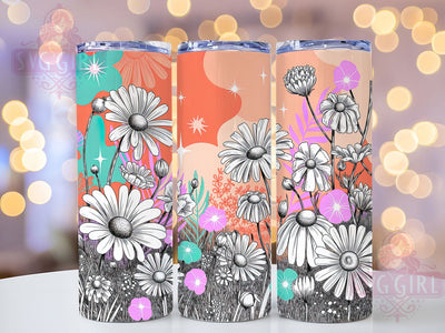 Charcoal Botanical Sketch Floral Tumbler, Botanical Sketch Tumbler, Artistic Floral Wrap, Hand-Drawn Flower Wrap, Whimsical Botanical Wrap, Sublimation Design, Trendy Gift Idea Sublimation SvggirlplusArt 