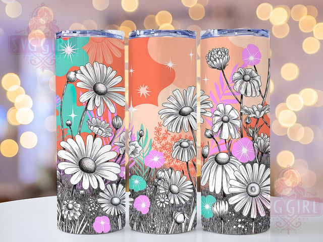 Charcoal Botanical Sketch Floral Tumbler, Botanical Sketch Tumbler, Artistic Floral Wrap, Hand-Drawn Flower Wrap, Whimsical Botanical Wrap, Sublimation Design, Trendy Gift Idea Sublimation SvggirlplusArt 