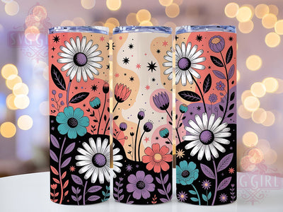 Charcoal Botanical Sketch Floral Tumbler, Botanical Sketch Tumbler, Artistic Floral Wrap, Hand-Drawn Flower Wrap, Whimsical Botanical Wrap, Sublimation Design, Trendy Gift Idea Sublimation SvggirlplusArt 