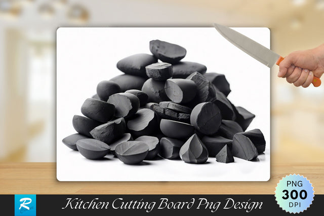 Charcoal Isolated on White Background Cutting Board Sublimation Regulrcrative 