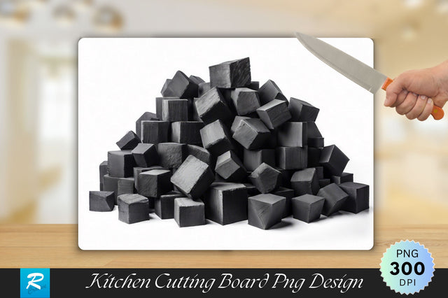 Charcoal Isolated on White Background Cutting Board Sublimation Regulrcrative 