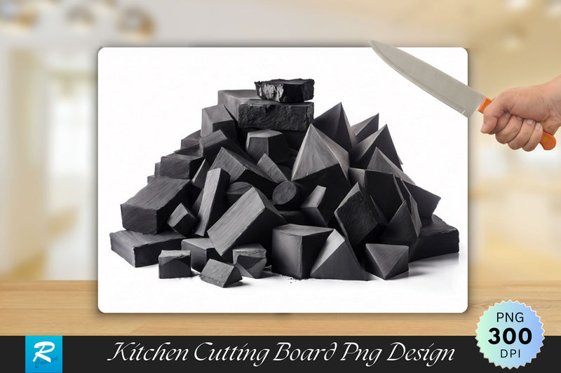 Charcoal Isolated on White Background Cutting Board Sublimation Regulrcrative 