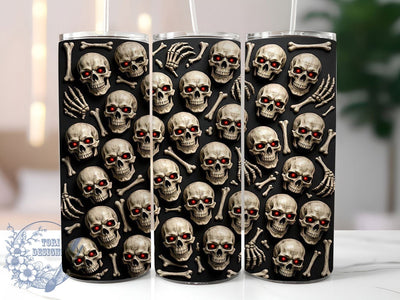 Charcoal Skull Horror 20oz Tumbler, Skull Design, Charcoal Style, Horror Theme, Sublimation Wrap, 20oz Tumbler, Gothic Aesthetic, Creepy Pattern Sublimation ToriDesigns 