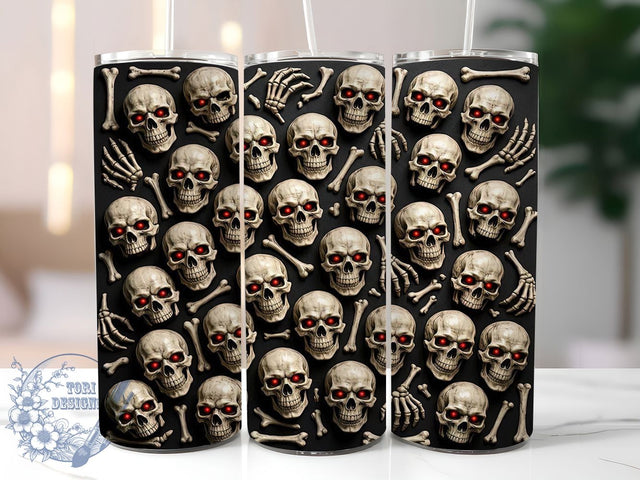 Charcoal Skull Horror 20oz Tumbler, Skull Design, Charcoal Style, Horror Theme, Sublimation Wrap, 20oz Tumbler, Gothic Aesthetic, Creepy Pattern Sublimation ToriDesigns 