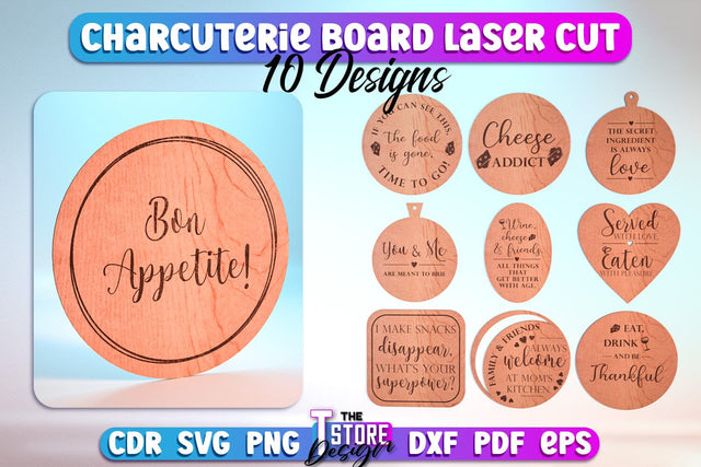 Charcutier Board Bundle | Cutting Board Laser Cut | Kitchen SVG | Home Design | CNC File SVG The T Store Design 