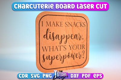 Charcutier Board | Cutting Board Laser Cut | Kitchen SVG | Home Design | CNC File SVG The T Store Design 