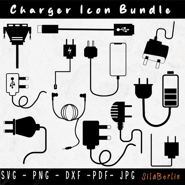 Charger Icon SVG, Phone Charger SVG, Cellphone Clipart, Charger Svg, Phone Svg, Technology Svg, Smartphone Clipart Svg, SVG Files for Cricut, SVG SilaBerlin 