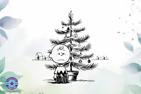 Charlie Brown's Sad Little Christmas Tree Illustration Bundle, Christmas Tree Hand draw Ornament Bundle Design SVG FiveStarCrafting 