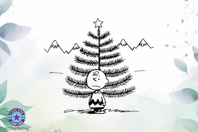 Charlie Brown's Sad Little Christmas Tree Illustration, Christmas Tree Hand draw Ornament Design SVG FiveStarCrafting 