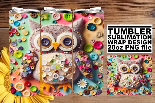 Charming 3D Owl Tumbler Design: A Birdwatcher's Delight Sublimation afrosvg 