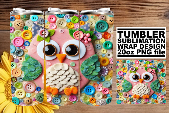 Charming 3D Owl Tumbler Design: Artistic Flair Sublimation afrosvg 
