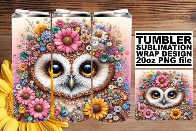 Charming 3D Owl Tumbler Design: Delightful Print Sublimation afrosvg 