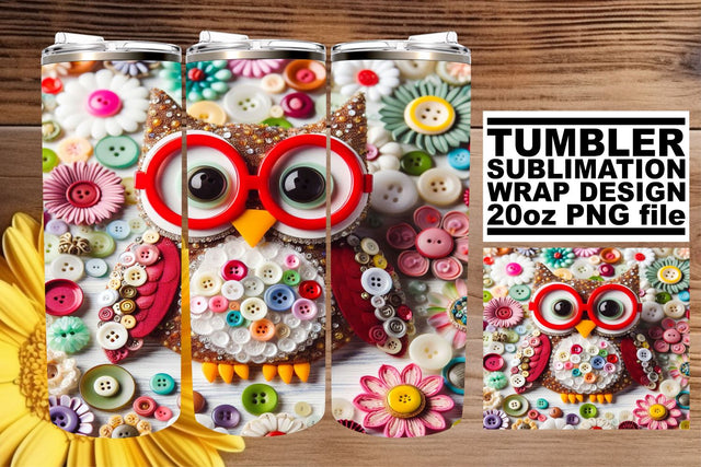 Charming 3D Owl Tumbler Design: Playful Elegance Sublimation afrosvg 