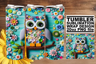 Charming 3D Owl Tumbler Design: Whimsy Twist Sublimation afrosvg 