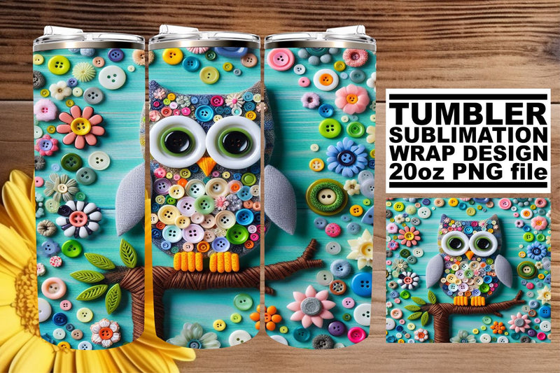 Charming 3D Owl Tumbler Design: Whimsy Twist Sublimation afrosvg 