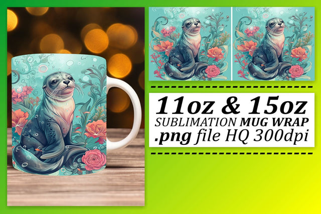 Charming Aquatic Animal Mug Wrap Sublimation afrosvg 