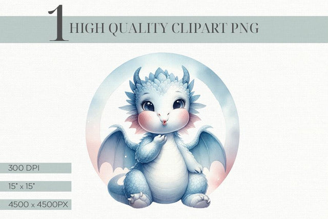 Charming Baby Dragon Clipart, Adorable Mythical Creature PNG Sublimation BijouBay 