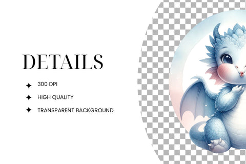 Charming Baby Dragon Clipart, Adorable Mythical Creature PNG Sublimation BijouBay 