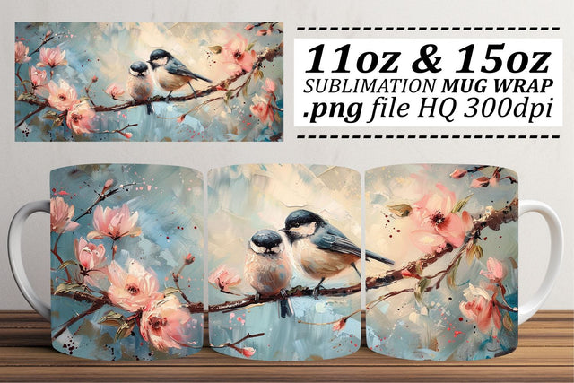Charming Bird Design for Mugs – Sublimation Wrap 11oz & 15oz Sublimation afrosvg 
