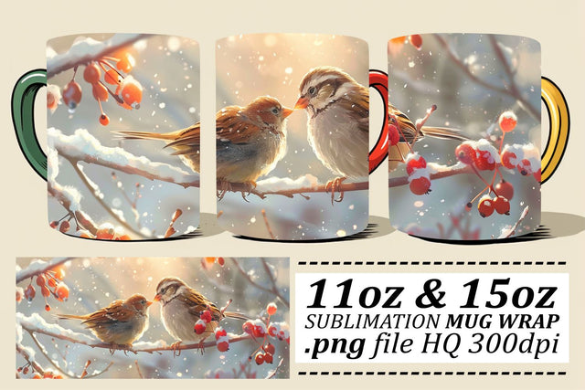 Charming Bird Wrap – Sublimation for 11oz & 15oz Mugs Sublimation afrosvg 