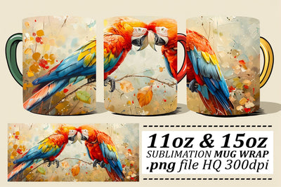Charming Birds Mug Wrap – Sublimation for 11oz & 15oz Mugs Sublimation afrosvg 