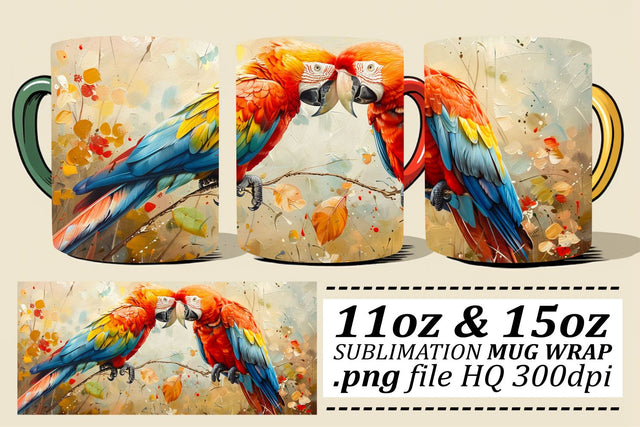 Charming Birds Mug Wrap – Sublimation for 11oz & 15oz Mugs Sublimation afrosvg 