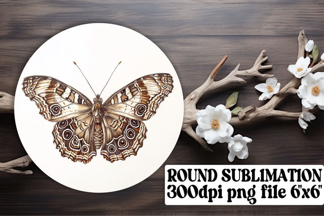 Charming Butterfly Circle Sublimation Design for Keychains & Coasters Sublimation afrosvg 