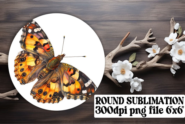 Charming Butterfly Circle Sublimation for Keychains and Car Drink Coasters Sublimation afrosvg 