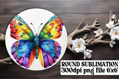 Charming Butterfly Circle Sublimation for Keychains and Car Drink Holders Sublimation afrosvg 