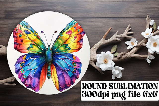 Charming Butterfly Circle Sublimation for Keychains and Car Drink Holders Sublimation afrosvg 