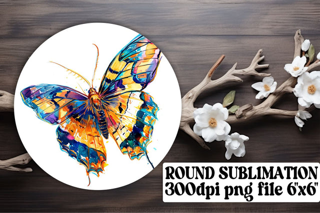 Charming Butterfly Circle Sublimation for Keychains & Car Accessories Sublimation afrosvg 