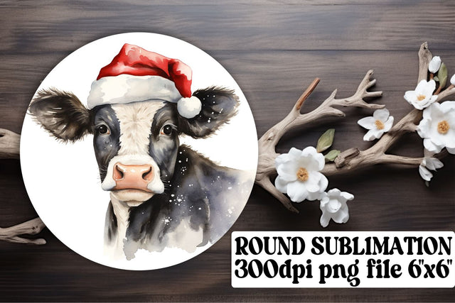 Charming Christmas Cow Art - Sublimation Circle Collection Sublimation afrosvg 