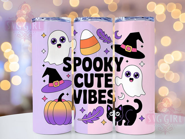 Charming Cute Spooky Halloween Ghost Tumbler, Spooky Cute Wrap, Halloween Ghost Cup, Kawaii Ghost Design, 20Oz Sublimation Wrap, Whimsical Halloween Drinkware, Cute Spooky Vibes Tumbler Sublimation SvggirlplusArt 