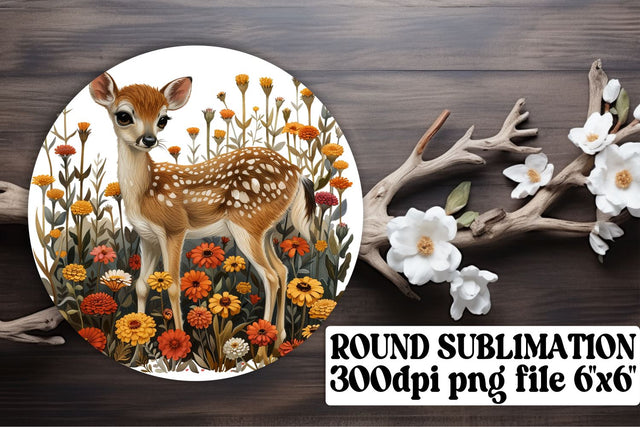 Charming Deer with Flowers Wrap Round Design Sublimation Sublimation afrosvg 
