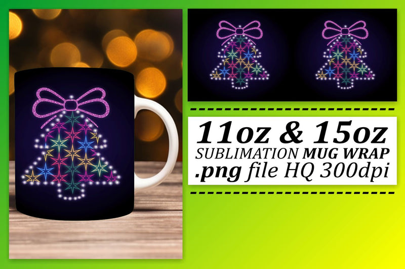 Charming designs for 11oz and 15oz mugs, inspire creativity! , Neon Xmas Sublimation afrosvg 