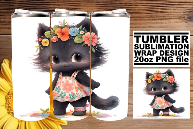 Charming Feline Watercolor Tumbler Wrap Sublimation Set Sublimation afrosvg 