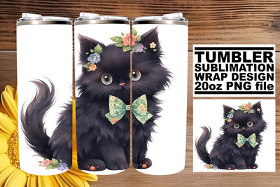 Charming Feline Watercolor Tumbler Wrap Sublimation Set Sublimation afrosvg 