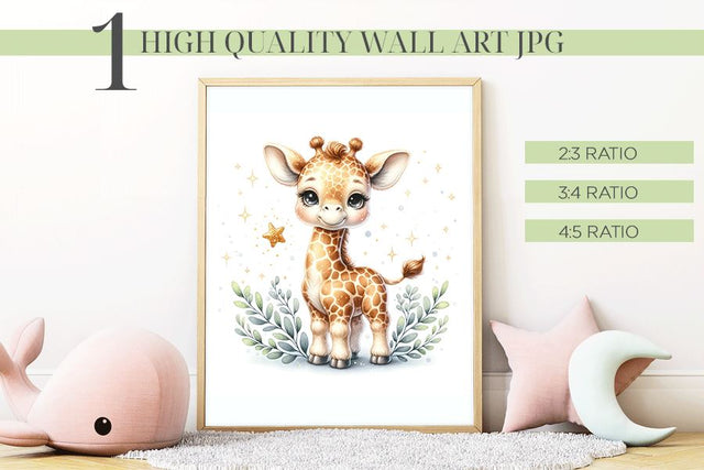 Charming Giraffe Wall Art JPG Sublimation BijouBay 