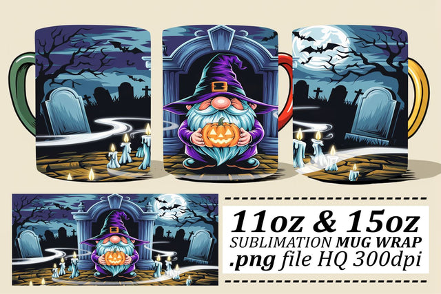 Charming Gnome Mug Wrap for Fall Sublimation afrosvg 