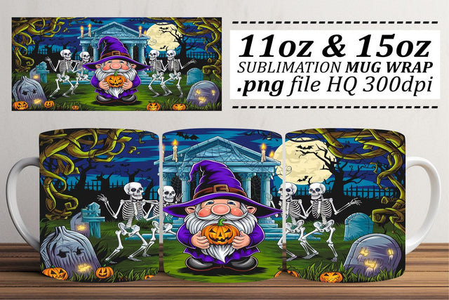 Charming Halloween Gnome Mug Wrap Sublimation afrosvg 