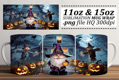 Charming Halloween Gnome Mug Wrap Sublimation afrosvg 