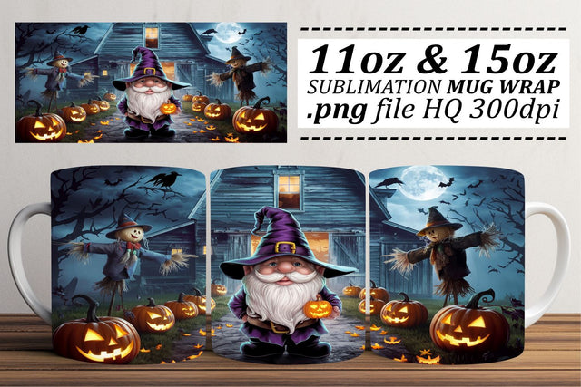 Charming Halloween Gnome Mug Wrap Sublimation afrosvg 
