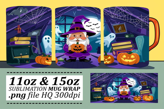 Charming Halloween Gnome Mug Wrap Sublimation afrosvg 