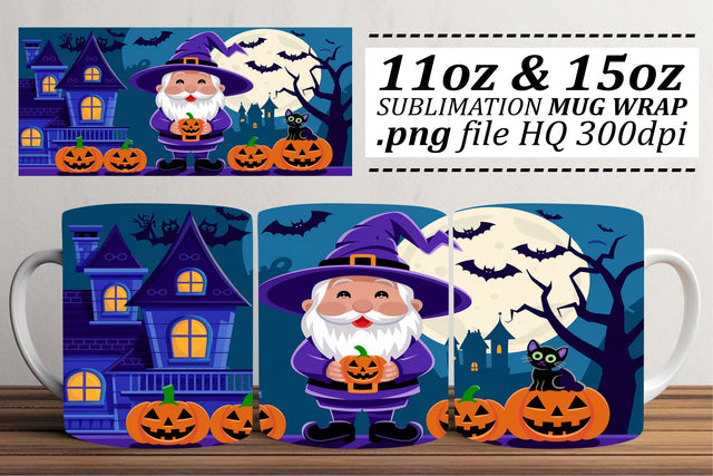 Charming Halloween Gnome Mug Wrap Sublimation afrosvg 