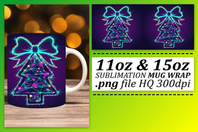 Charming mug wraps, perfect for coffee and tea lovers! , Neon Xmas Sublimation afrosvg 