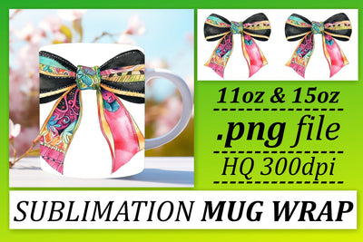 Charming mug wraps, perfect for personalized gifts! , Bow Sublimation afrosvg 